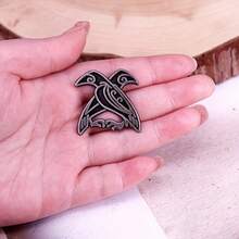 1pc Odin Raven Enamel Brooch, Nordic Mythology Bird Pin, Meaningful Badge Brooch Suitable For Clothes/Bags/Hats Christmas Gift Men Gifts Bag Pins