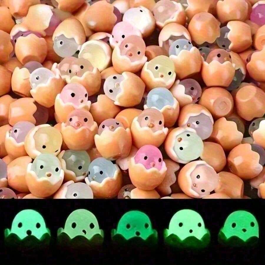 1pc Luminous Cartoon Hatched Egg Statue - Resin Mini Ornament, DIY Handmade, Garden Home Ornament, No Battery Required, Holiday Gift Ideas, Outdoor And Indoor Dual Use, Dream Design, Luminous Special Effects