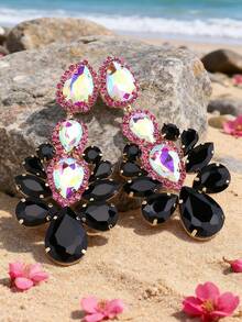 ACEHLN 新款長款金屬彩色水晶吊墜耳環，高品質時尚鑽石配飾女士批發 - Style 1 - 查看 24