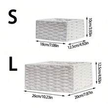 1pc/3pcs Tabletop Storage Box, Cosmetics, Keys, Snacks Tray, Home Living Room Wicker Basket, Woven Storage Baskets, Bedroom, Living Room, Study And Office Handmade Desktop Organizer, Size S/M/L Available,Basket Storage,Organisers,Room Stuff,Gift Hampers,Korb,Bedroom Organiser,Organiser Basket,Stair Basket,Easter Baskets,Wood Basket,Cute Gift Basket,For Back To School - White - View 9