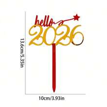 1pc/3pcs/6pcs Hello 2026 Gold Black Acrylic Cake Topper For Happy New Year Merry Christmas Party Cake Decoration Supplies