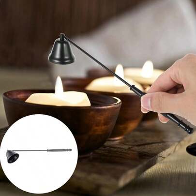 1PC Black/Golden/Rose Golden Candle Snuffer Stainless Steel Candle Tools Accessories Candle Buffer Wax Candle Dippers Candle Extinguisher With Handle Candlestick Candle Wicks Flame For Candle Lovers, Gift, Everyday Use, Putting Out Extinguish Candle Wicks Flame Safely Sweet Water Decor Black Candle Snuffer