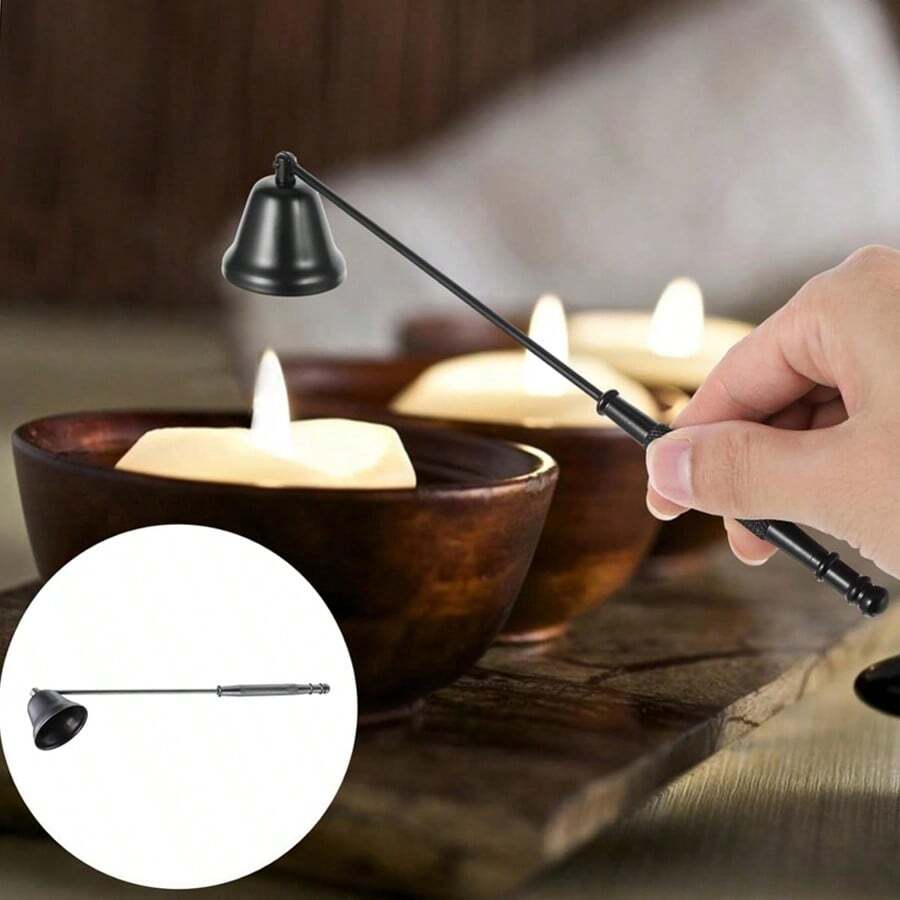 1PC Black/Golden/Rose Golden Candle Snuffer Stainless Steel Candle Tools Accessories Candle Buffer Wax Candle Dippers Candle Extinguisher With Handle Candlestick Candle Wicks Flame For Candle Lovers, Gift, Everyday Use, Putting Out Extinguish Candle Wicks Flame Safely Sweet Water Decor Black Candle Snuffer