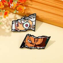 1/2pcs Classic Hot-Blooded Cartoon Anime One Piece Peripheral, Fashionable And Exquisite Enamel Craft Monkey D. Luffy, Roronoa Zoro Sharp And Domineering Eyes Brooch, Personalized Fashion Bag Decoration Suitable For Daily Wear Or As A Gift
