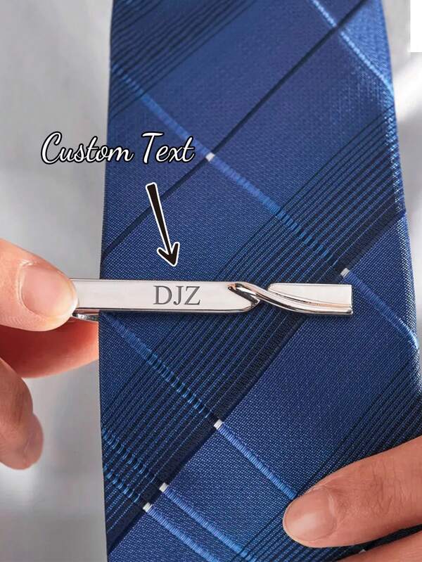 Custom Personalized Engraved Matte Tie Clip, Stainless Steel Engraved Name Text Tie Clip, Stainless Steel Monogram Cufflinks, Groom Wedding Jewelry, Men's Fashion Accessories, Wedding Engagement Accessories Groomsman Gifts, Father's Day Gifts, Easter Gifts