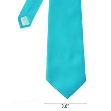 New Hot ! Solid Color Plain Classic Necktie Men's Tie,ZXCFTE - 18-綠松石色 - 查看 3