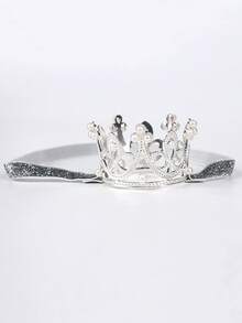 1pc European And American Children's Pearl Zinc Alloy Birthday Headpiece, Elastic Birthday Party Crown Headband, Suitable For Children's Birthday Parties