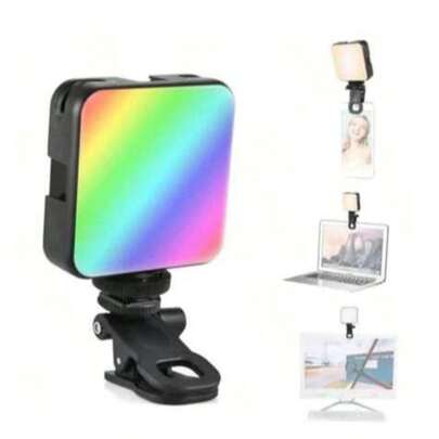 Luz Preenchimento Flashe LED RGB com Clip Iluminador Recarregável Portátil Iluminação Profissional