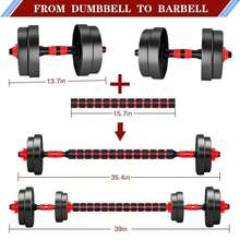 22lbs Free Weight Set With Connector, Adjustable Weights Dumbbells Set Used As Barbell, Push Up Stand, Ergonomic Grip, Anti-Slip For Home Gym, Men & Women Fitness Exercises - màu đen - Xem 3