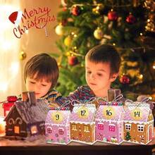 24 cajas de regalo navideñas, cajas de regalo con forma de casa 3D de muñeco de nieve con piruleta, cajas de regalo para fiestas navideñas, cajas de regalo para envolver, cajas de regalo de galletas, decoraciones navideñas, adecuadas para Navidad, fiestas navideñas