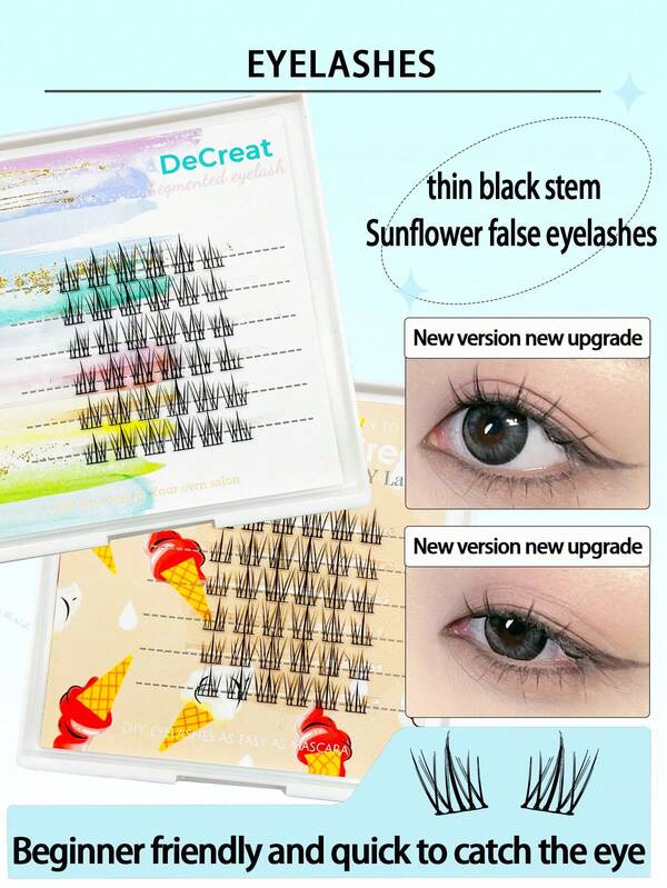 36 Clusters DIY Reusable Eyelashes, C Curl, Natural, Cross, Cat Eye, Doll Style, Length 10-12mm, Suitable For Beginners, Perfect For Halloween, Christmas