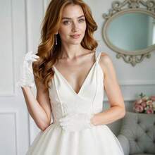 Satin White Gloves Women Pearl Short Opera Gloves For Tea Party Wedding Bridal Costume 1920s Flapper Accessories For Formal Special Dinner Prom Occasion#SSDD B BJNHMJ