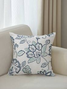 Funda de almohada bordada de temporada "Pino en el camino", decoración para el hogar - 1 pieza - Azul - Ver 12
