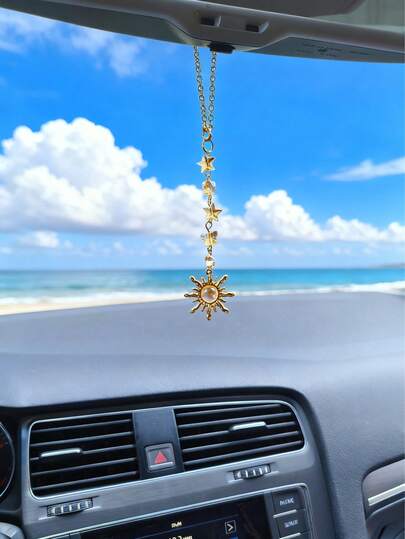 Car Pendants-Car Accessories Pendants 1pc Solar Metal Car Pendants, Colored Crystal Beaded Car Pendants Crystal Solar Accessories Home Decoration Bag Pendants Mobile Phone Lanyard.