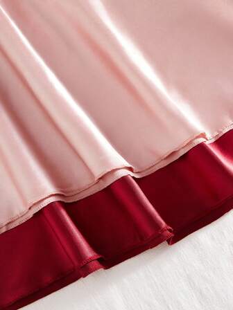 2件套新款女士性感内衣交叉后背可调节肩带露背V领连衣裙纯色宽松舒适缎面睡袍