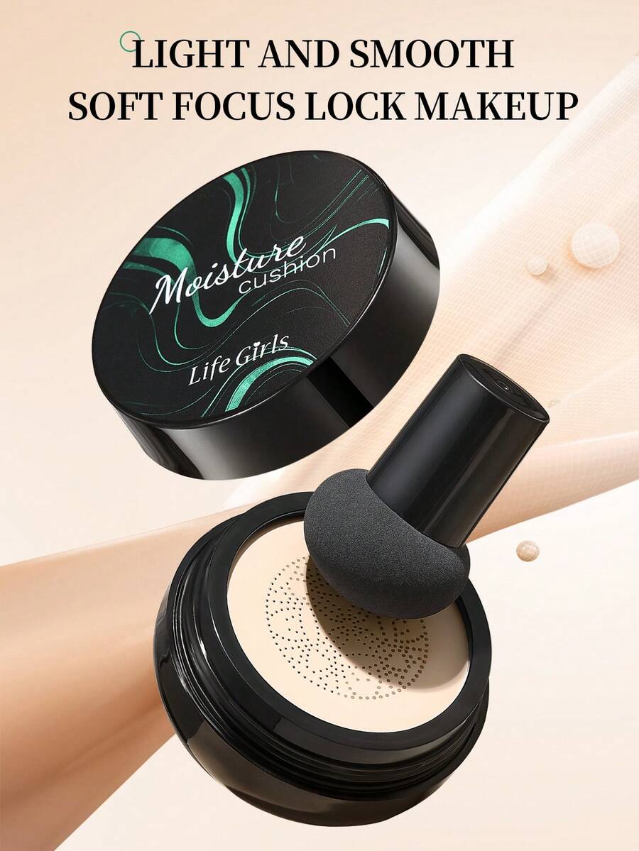Life Girls 1pc Natural Fit, Moisturizing, Waterproof, Long-Lasting, Non-Smudge Mushroom Cushion Foundation For Flawless Complexion - 彩色 - 查看 1