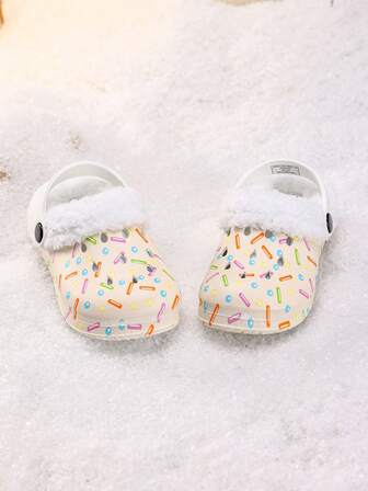 New Girls Comfortable Fashion Casual Breathable Hole Shoes, Versatile Warm Thermal Lined Clogs