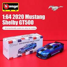 Burago 官方授權正版 1/64 比例合金車模 Mercedes-Benz Ford Cadillac Chevrolet 真實感壓鑄金屬小車模型 裝飾迷你收藏車模 - 2020年野馬Shelby GT500-藍色 - 查看 2
