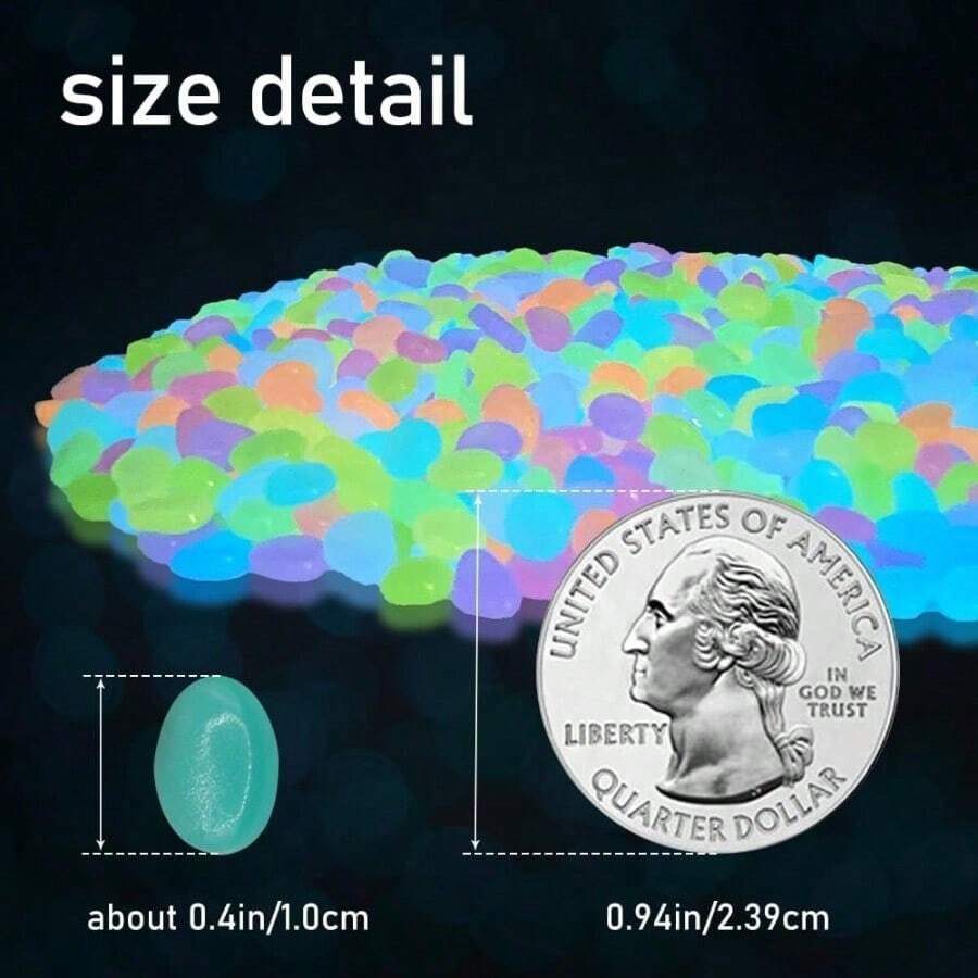500 PCS Multi-Color Glow Pebbles,Glow Stones,Glowing Rocks Colorful Decor For Fish Tank Pathway Garden Aquarium Walkway Driveway,Shining Pebbles Driven By Light Or Sunlight - 500 PCS - View 1