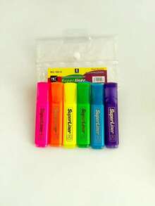 4/6pcs Color Highlighter Pen, Marking Pen, Wake-Up Pen, Color Marker Pen, Oblique Head Fluorescent Label Pen