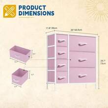 DWVO Dresser For Bedroom, 7 Drawers Fabric Dresser, Organizer Unit For Living Room, Hallway, Closets - Sturdy Steel Frame, Wooden Top &Amp; Easy Pull Fabric Bins, Pink
