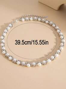 1 Piece European And American  Personalized Creative Imitation Pearl Thorn Splicing Burst Bead Chain Winding Necklace Suitable For Men And Women As Gifts Silver Necklace Non-Fading - 彩色 - 查看 4