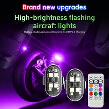 1 件/2 件带遥控器的磁性 LED 频闪灯，8 色无线 LED 防水防撞灯，适用于汽车无人机飞机摩托车自行车卡车的应急频闪警示灯 - 黑色 - 查看 4