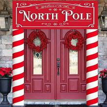 1 pieza Tela de fondo rojo navideño, rojo navideño, Polo Norte, patrón de copos de nieve, para decoración del hogar, decoración del porche, decoración al aire libre, decoración de fiesta de Navidad, decoración con tema ártico, regalos de Navidad, Feliz Navidad, regalo de Año Nuevo 2026