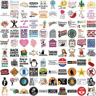 Humorous Satirical Stickers - Reusable Self-Adhesive Cartoon Decals With Funny Texts, Suitable For DIY Crafts, Laptops, Skateboards, Luggage, Motorcycles, Glass Surfaces (White), Fun Stickers