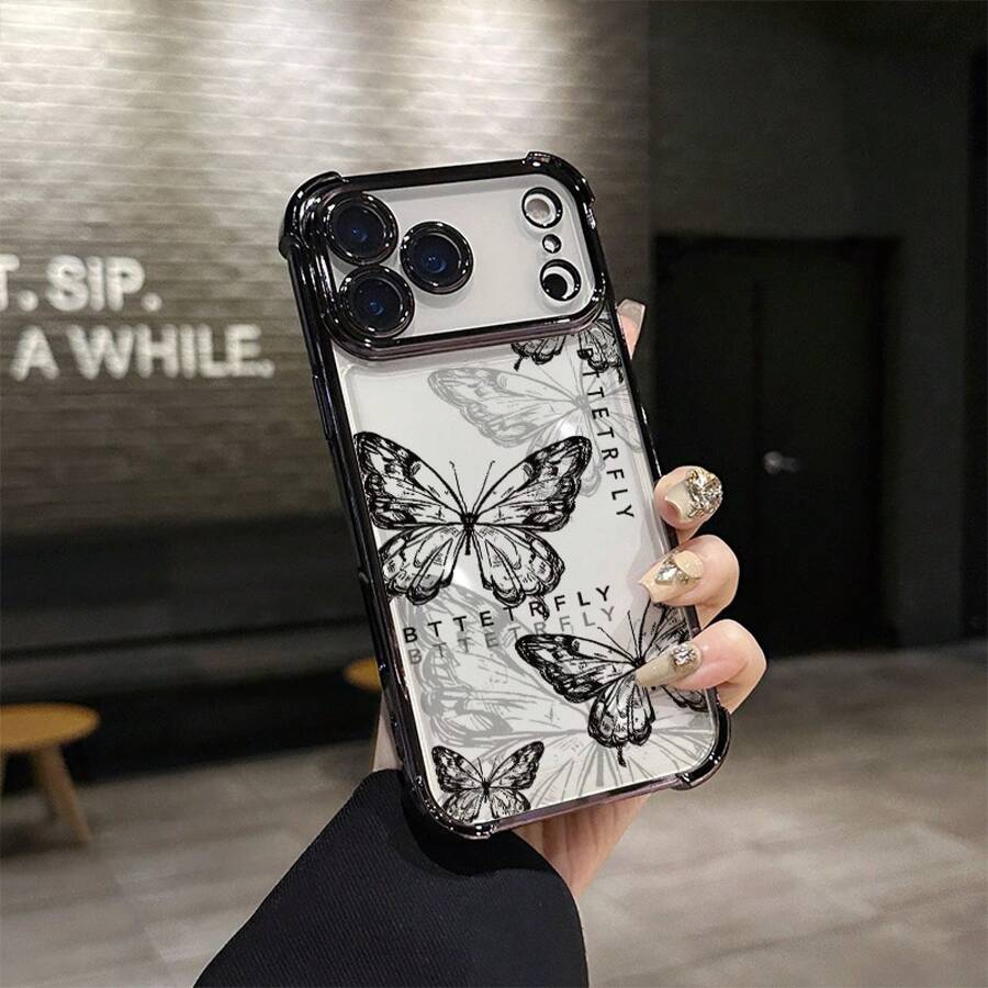 Funda de Teléfono Electrochapada con Airbag de Cuatro Esquinas, Adecuada para iPhone17 aire/16E, 14/15/16plus, 17/16/15/14/13/12/11Pro/ProMax, para SamsunggalaxiaA03/A03core/A03S/A04/A04E/A05/A05S/A06/A12/A13/A15/A16/A24/A25/A32/A34/A35/A54/A55, Note10/Note10plus/Note20/Note20Ultra, S20/S20FE/S20PLUS/S20Ultra/S21/S21FE/S21PLUS/S21Ultra/S22/S22PLUS/S22Ultra/S23/S23FE/S23PLUS/S23Ultra/S24/S24FE/S24PLUS/S24UltraFunda para teléfono, funda suave de TPU, se siente bien al sostener, personalidad simple, adecuada tanto para hombres como para mujeres, borde anti-caída en las cuatro esquinas, marco electrochapado, disponible en múltiples colores. - Negro - Ver 1