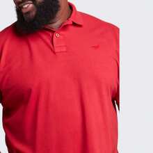 Men's Plus Size Cotton Polo Shirt - Red - View 3