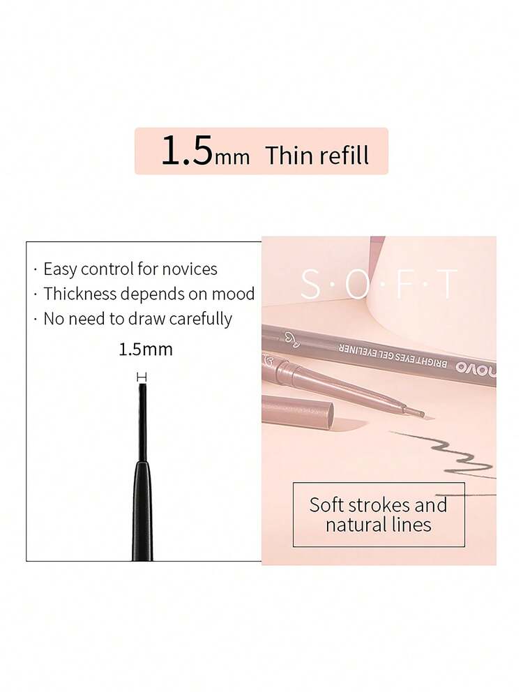 NOVO 防水、汗に強い、長持ちアイライナージェルペン、にじまない、羽のようにソフトなチップ、デイリー、新年、クリスマス、ハロウィンのメイクアップ、アウトドア、パーティーなどに適しています - 04# ベリーカラー - 見る 6