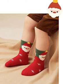 5 双儿童/幼儿圣诞袜，卡通圣诞礼物中筒袜，适合男孩和女孩 - 彩色 - 查看 3