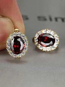 1 Pair Gorgeous Cubic Zirconia Hoop Earrings For Women For Wedding Engagement Anniversary Party Jewelry Valentine's Day Gift