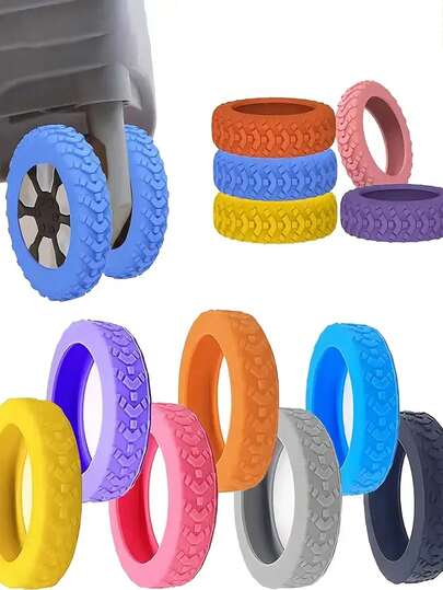 8pcs Luggage Wheel Rubber Protective Cover, Silent Suitcase Roller Trolley Protector, Replaceable Silicone Universal Wheel Cap, Shockproof Carry-On Bag Wheel Protector, Travel Accessory, Durable Silicone Luggage Wheel Protector – Non-Slip, Noise-Reducing, Shock-Absorbing Luggage Wheel Cover – Travel Accessory To Protect Wheels And Reduce Wear