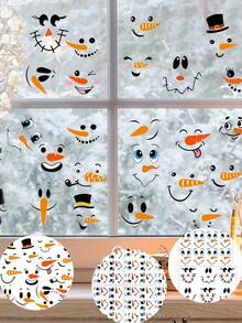 15/6 pièces Ensemble d'autocollants décoratifs avec expressions de bonhomme de neige pour Noël, décalcomanies statiques pour fenêtres, autocollants de fenêtre de Noël mignons et amusants avec expressions de bonhomme de neige, autocollants de décoration de maison pour Noël, convient pour la décoration de la maison, la décoration de fenêtre de Noël, les décalcomanies de vitrine, les autocollants de fenêtre DIY pour les décorations de Noël, la décoration de la pièce, la décoration murale, les autocollants muraux, les décorations de Noël pour la maison