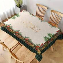 Față de masă cu fructe în carouri de Crăciun, 1 buc/10 buc, potrivită pentru cină și picnic, față de masă impermeabilă și ușor de curățat pentru petrecere la masă, decor dreptunghiular pentru casă pentru masă, bar, masă de cafea, picnic în aer liber, terasă la restaurant, decor pentru petrecere, cadou pentru sărbători, utilizare în interior și exterior, disponibilă în mai multe dimensiuni