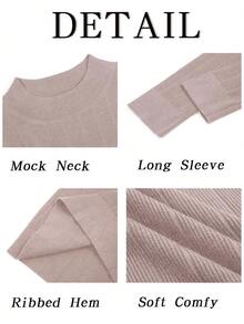 Men's Slim Fit Mock Turtleneck Sweater Casual Ribbed Knitted Pullover Basic Warm Wear For Fall/Winter - Màu be - Xem 5