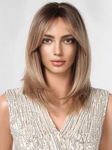 Short Brown Bob Wig For Women Daily Wear Natural Heat Resistant Short Synthetic Wig Hair With Bangs For 14 Inch Perfect Daily Party Used - Brown - View 5