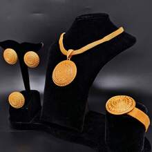 1 set colier, cercei, inel și brățară din aliaj de zinc, design african de lux, set de 4 bijuterii rafinate pentru femei