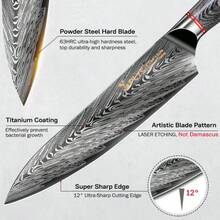 8-Inch Chef Knife Japanese For Kitchen: High Carbon Stainless Steel Sharp Cooking Knives Cutting Vegetable Ergonomic Handle