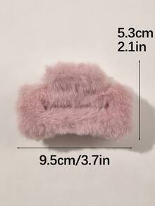 3 件套柔软毛绒大方形发夹，可爱简约，适合日常佩戴，秋冬优雅发饰优雅发夹冬季发夹 - 彩色 - 查看 3