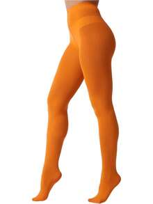 Women's Neon Lime Soft Opaque Tights For Autumn/Winter Street Style, Cozy