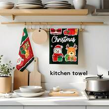 2 piezas/100 piezas Paños de cocina y paños de platos con estampado de temática navideña, adecuados para decoración de interiores en restaurantes, cocinas, baños, decoración de fiestas y regalos navideños. Pueden ser entregados como regalos de Navidad.