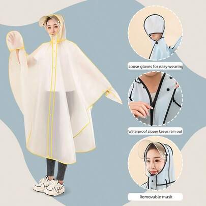 1pc Electric Bike Poncho, Plus Size Adult Full Body Rain Coat, Unisex Rainwear For Cycling, Hiking, Students