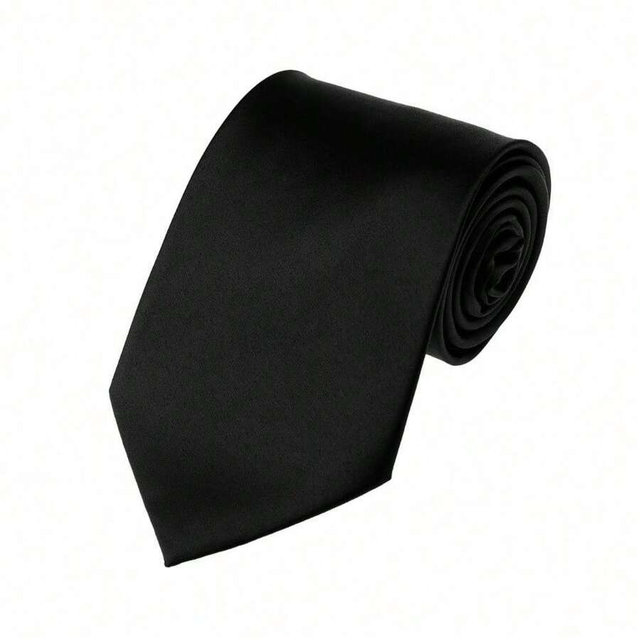 New Hot ! Solid Color Plain Classic Necktie Men's Tie,ZXCFTE - 58-黑色 - 查看 1