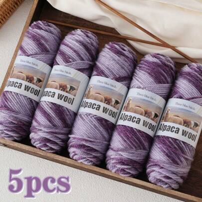 5pcs/Pack Alpaca Wool Gradient Color Yarn, 500g High Quality Multi-Color Blended Yarn Balls, Handcraft DIY Material, Suitable For Autumn/Winter Fashion Gifts For Men & Women, Knitting Sweaters, Scarves, Hats, Cardigans, Gloves, Leggings And Knee Pads - Multiple Colors Available