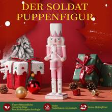 Festliche Atmosphaere Gestaltung 30CM Rosa Kristall Nussknacker Trommler Weihnachten Desktop Deko Figur