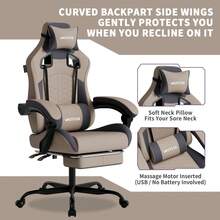Gaming Chair With Massage,Ergonomic PC Gaming Chair With Footrest Comfortable Headrest And Lumbar Support, High Back, 300LBS () - Đen tím - Xem 9
