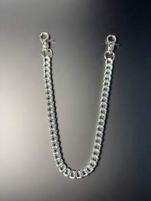 1pc Minimalist Pants Chain, Men's Wallet Chain, Silver Pants Chain, Aluminum Pocket Key Chain With Lobster Clasps At Both Ends, Unisex Accessory - Multicolor - View 3